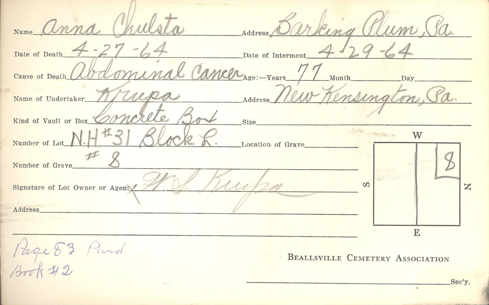 burial card